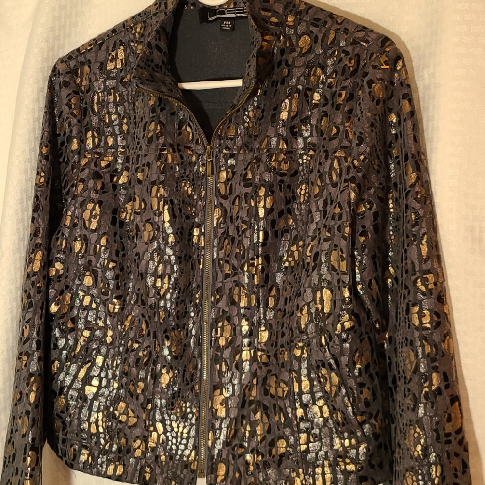 Ladies Linear Metalic-look Jacket Petite Medium
